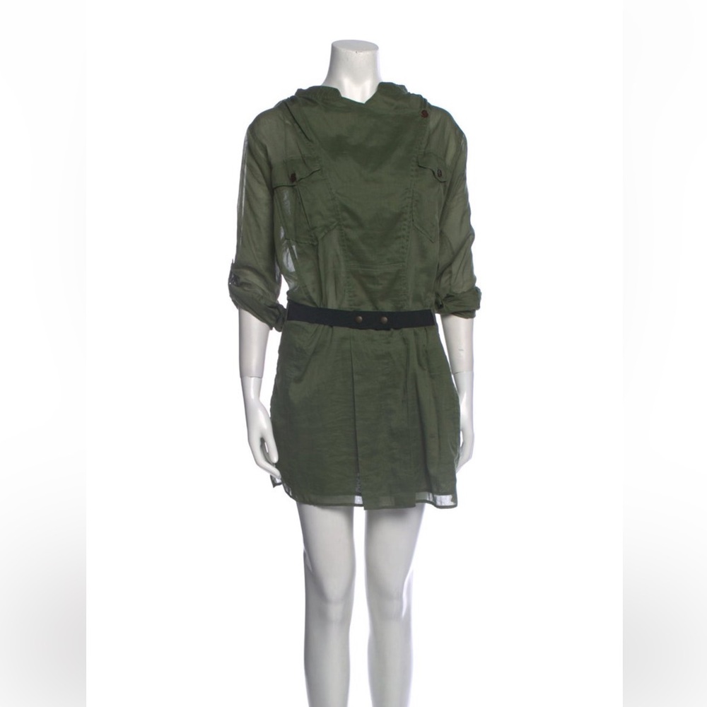 Green cotton belted dress
